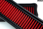 Eventuri BMW F97 X3M and F98 X4M replacement panel filter set for enhanced performance, shown on a white background.