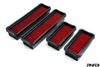 Eventuri BMW F97 X3M and F98 X4M performance replacement panel filter set on white background.