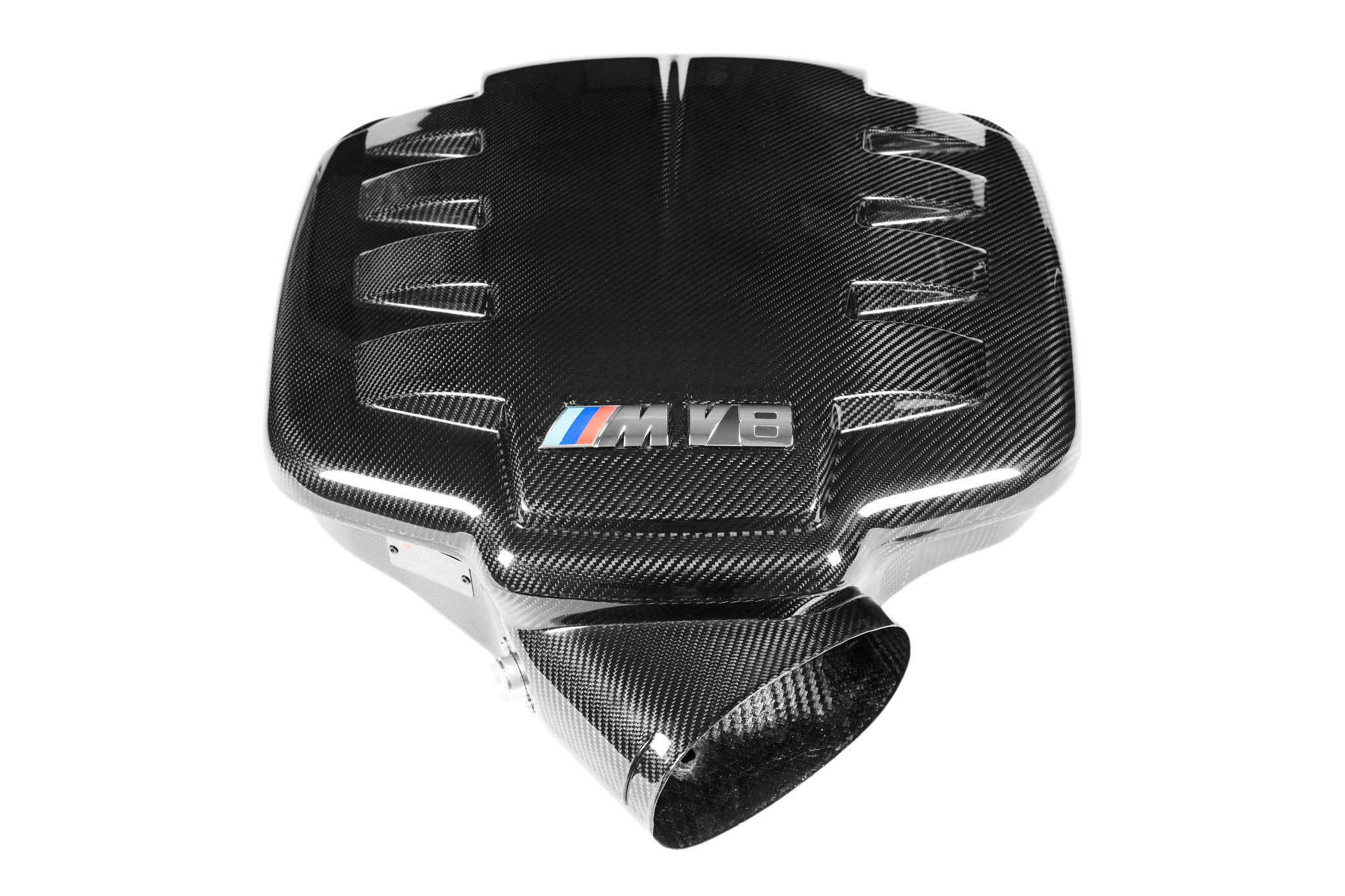 Eventuri gloss carbon inlet plenum for BMW E9X M3 S65 white background