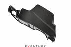 Eventuri black gloss carbon airbox lid for BMW E9X M3 S65 performance air intake system, showcasing sleek carbon fiber finish.