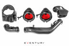 Eventuri black carbon intake system for BMW F87 M2 Competition and M2 CS S55 engine, showcasing sleek performance airflow components.