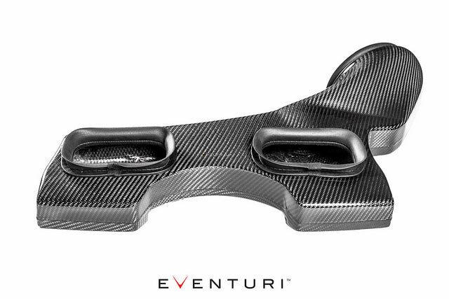 Eventuri F56 Mini Cooper S carbon intake with sleek bonnet scoop, enhancing performance and engine airflow.