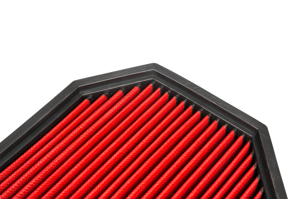 Eventuri S55 and S63 panel filter set for OEM intake on white background