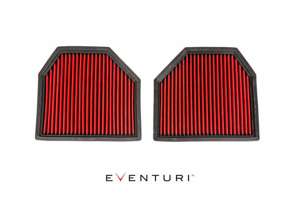 Eventuri S55 and S63 panel filter set for OEM intake on white background