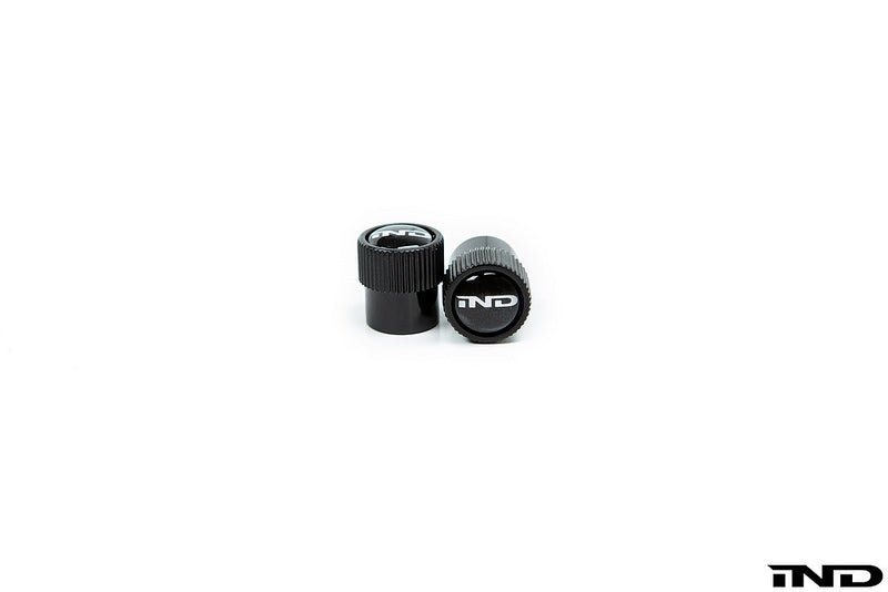 iND logo black valve stem cap set - iND Distribution