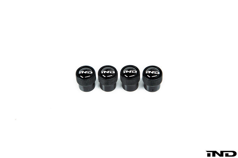 iND logo black valve stem cap set - iND Distribution