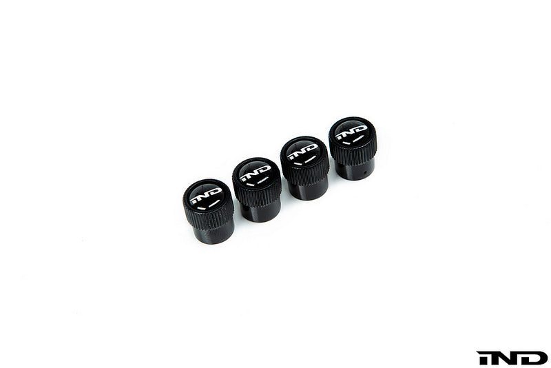 iND logo black valve stem cap set - iND Distribution