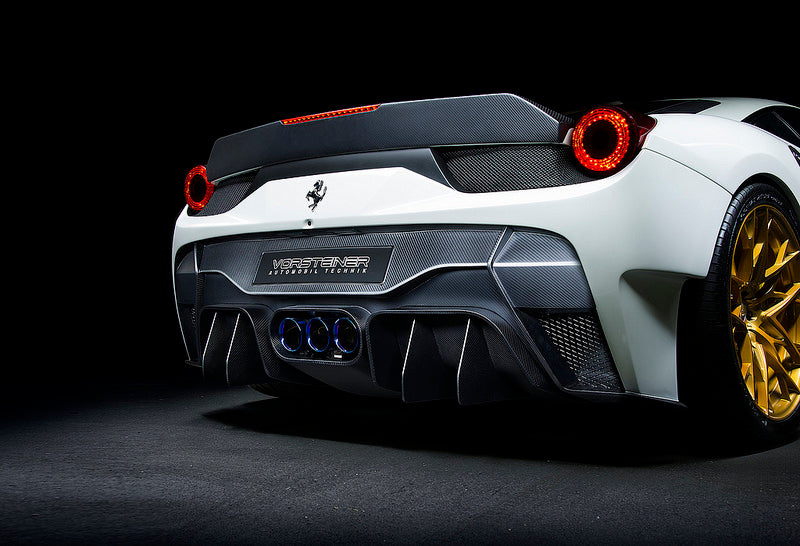 Vorsteiner 458 italia carbon rear bumper with diffuser and exhaust tips - iND Distribution
