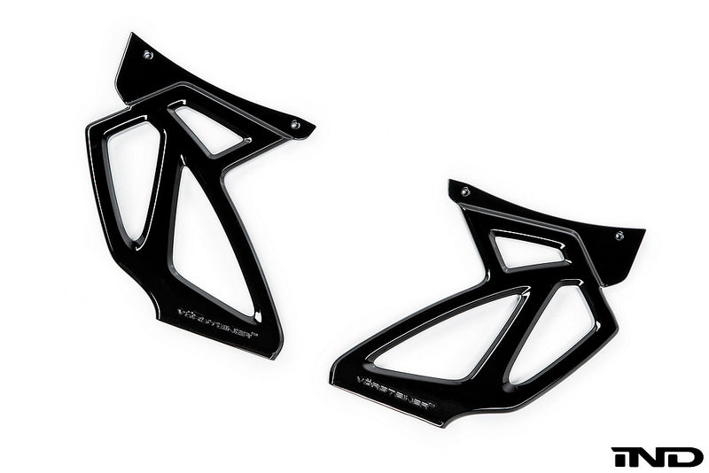 Vorsteiner GTS aluminum exterior uprights with sleek design and polished finish, shown in a close-up view.